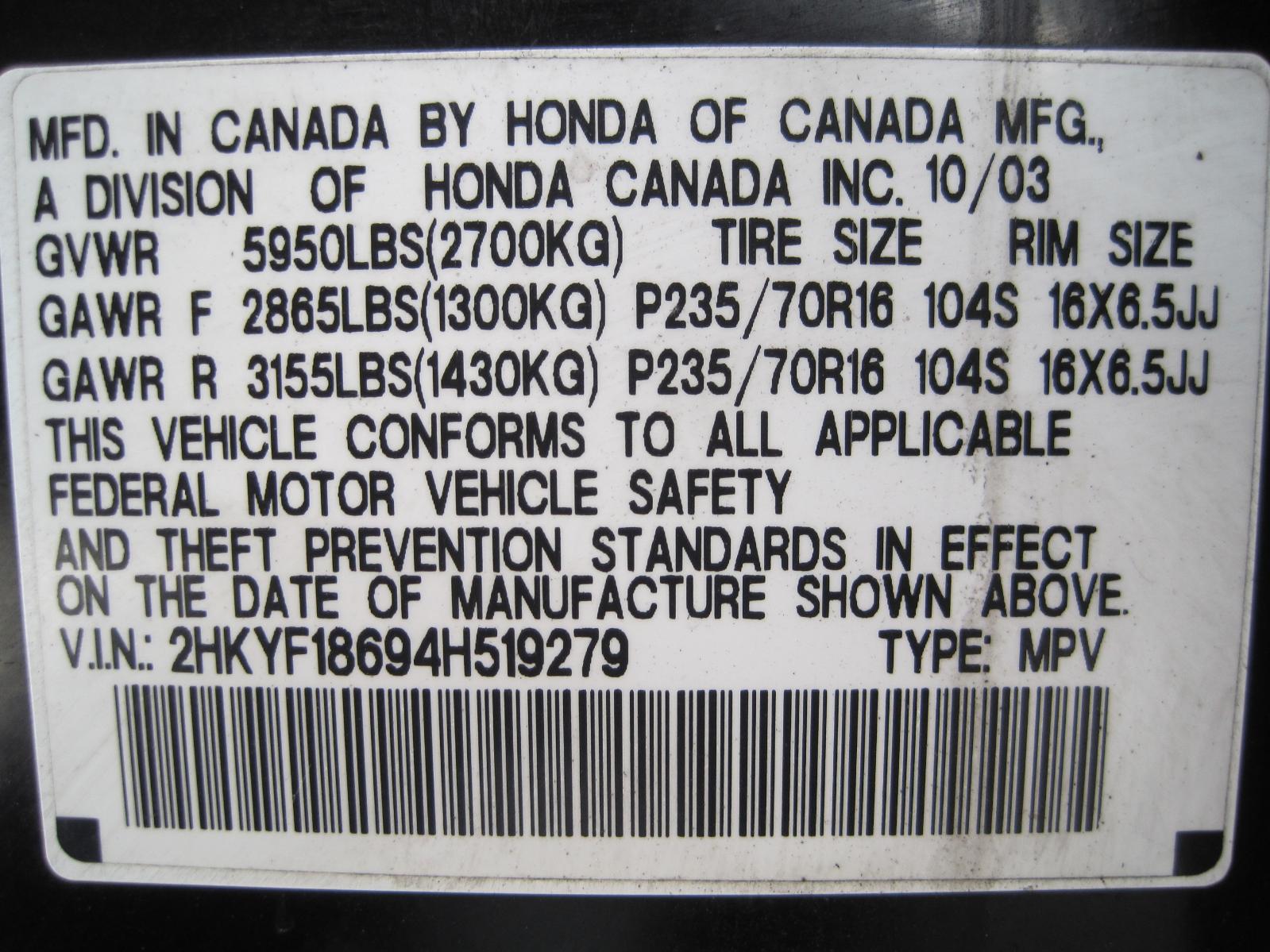 Honda Pilot Cylinder Numbering