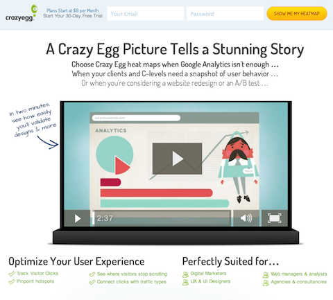 crazy egg new homepage