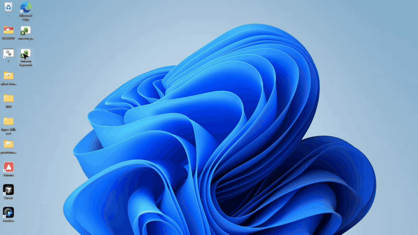 Windows 11 desktop with cursor selecting the Automa browser automation extension icon.