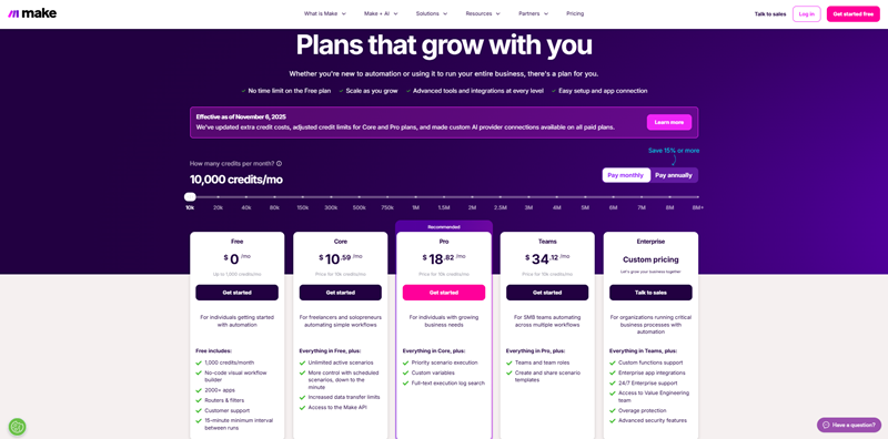 Make AI email automation pricing