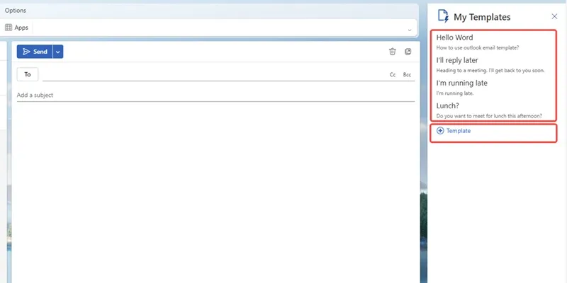 Create Outlook templates for email automation step 3