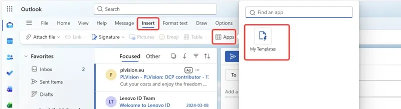 Create Outlook templates for email automation step 2