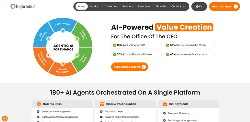 HighRadius website screenshot for AP automation