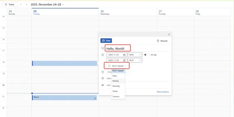 Automating recurring emails in Outlook email automation step 2