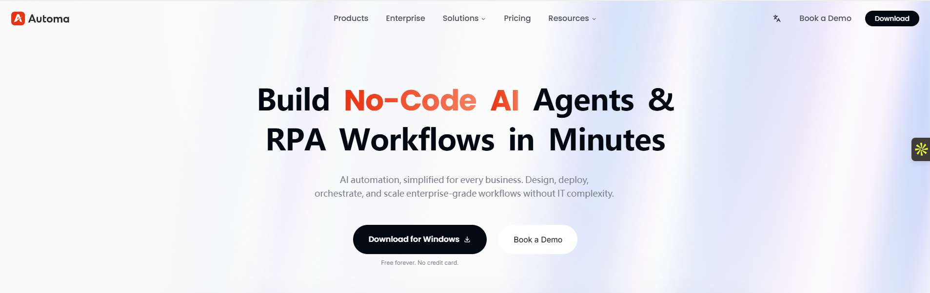 Automa platform interface showing how to build no-code AI agents for Airbnb web scraping and RPA workflows