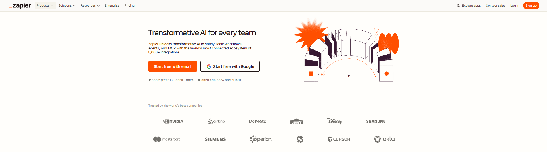 Zapier platform for transformative AI workflows and agentic automation, a top contender for the best RPA software for integrations