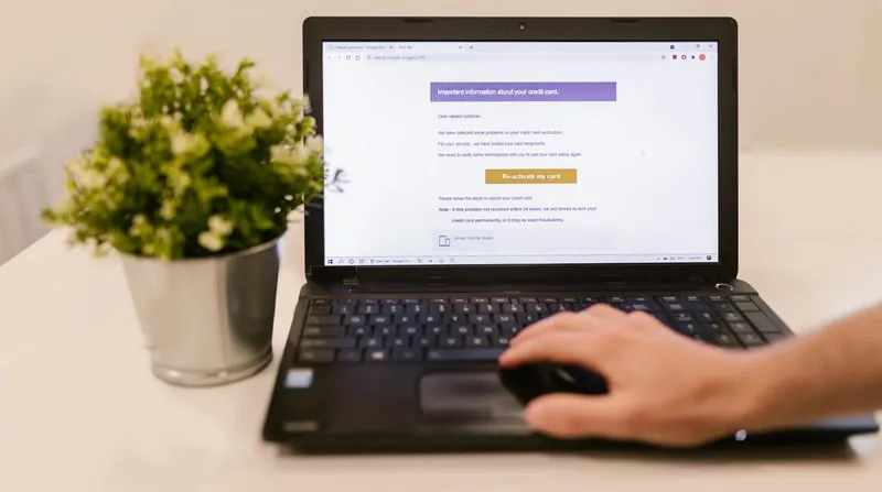 Security warning on a laptop screen