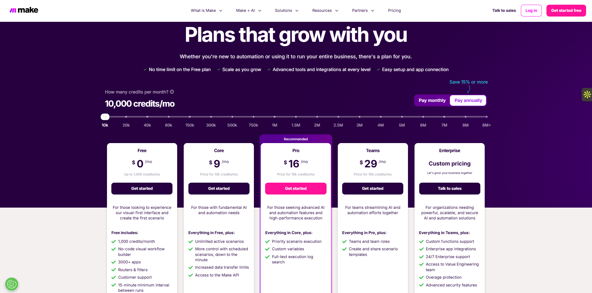 Make.com pricing comparison for users seeking flexible power automate alternatives.