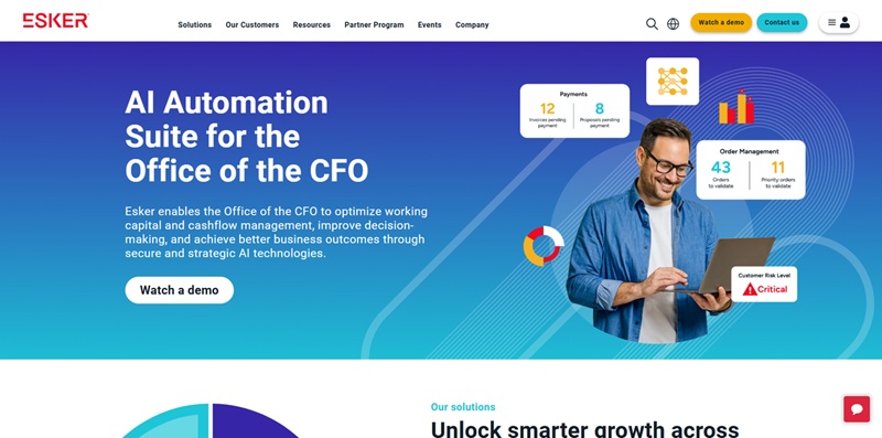 Esker website screenshot for AP automation