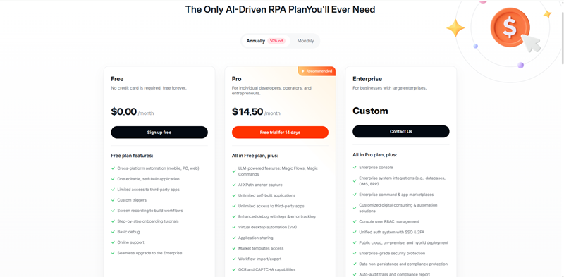 Automa AI email automation pricing