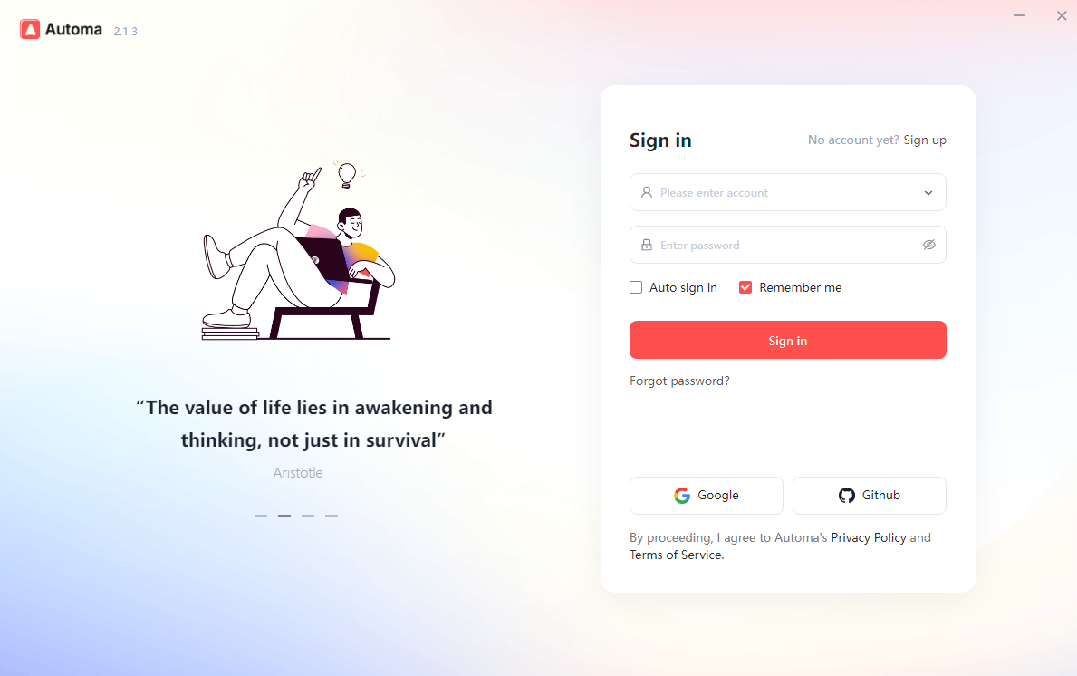 Automa login page