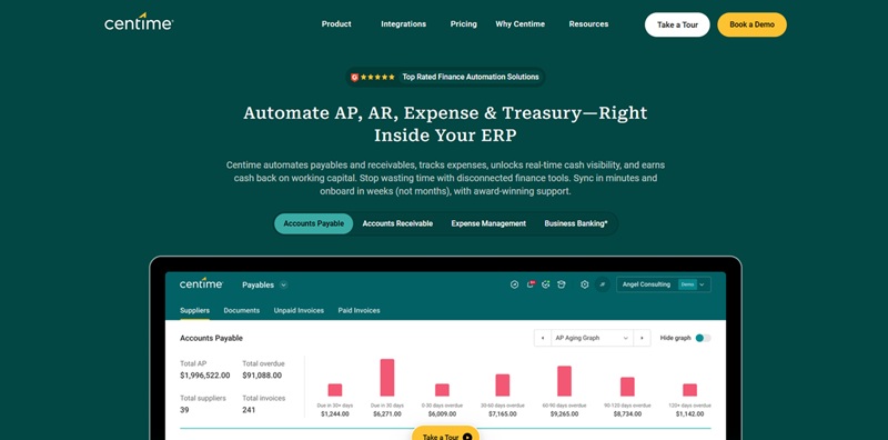 Centime website screenshot for AP automation