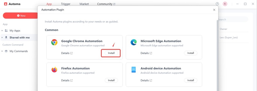 Install Automa automation plugin for chrome