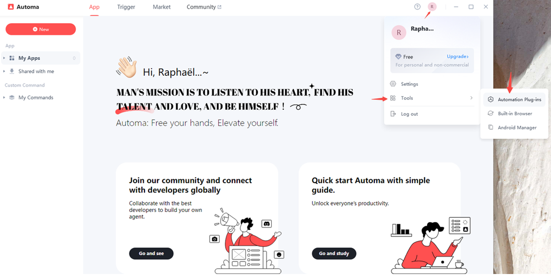 Navigating to automation plugins menu to enable tools for scraping prices from websites.