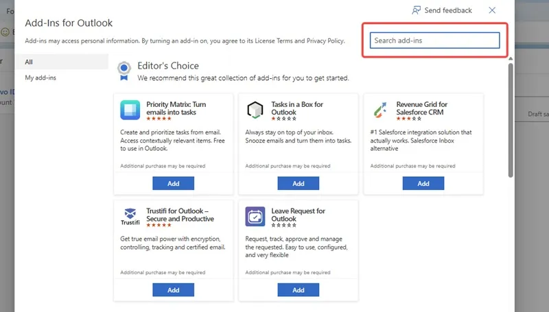 Add add-ins for Outlook