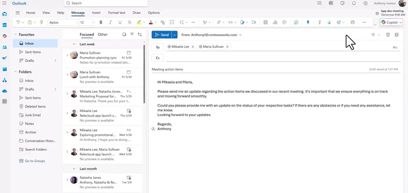MS AI email assistant