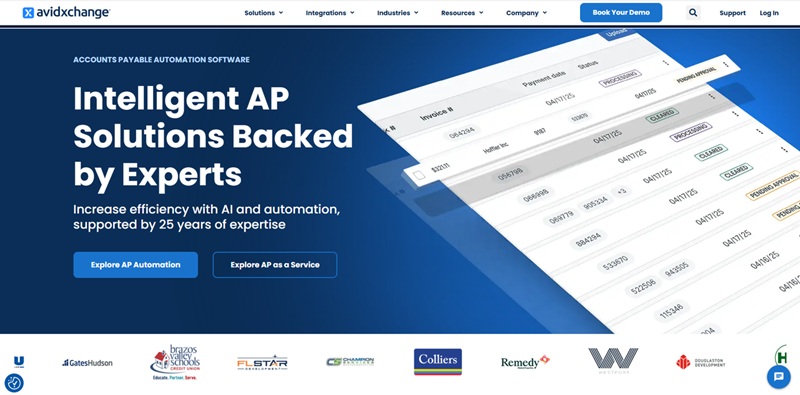AvidXchange website screenshot for AP automation