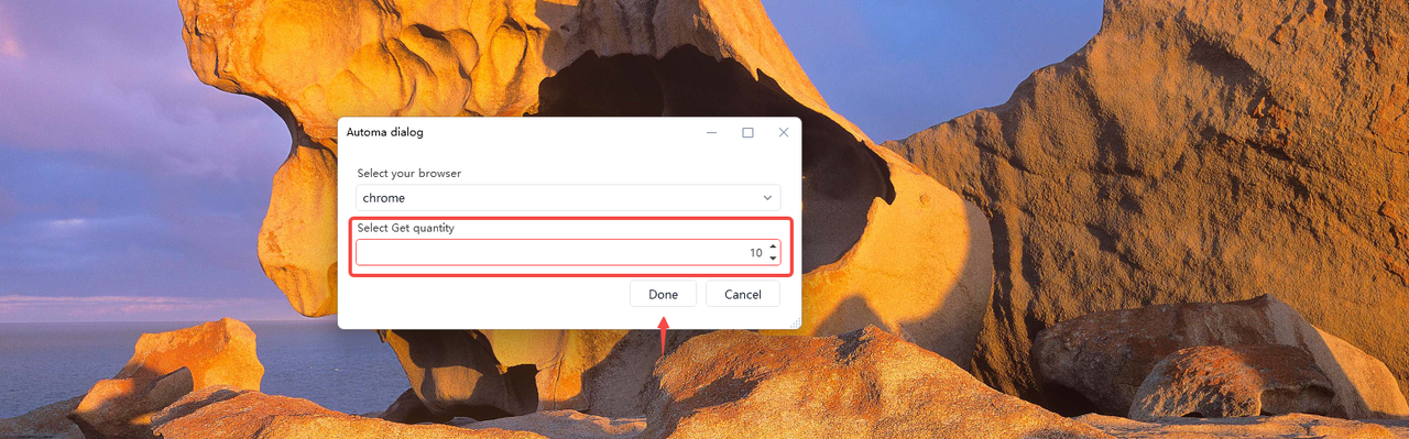 Automa dialog box for selecting quantity of extracted data