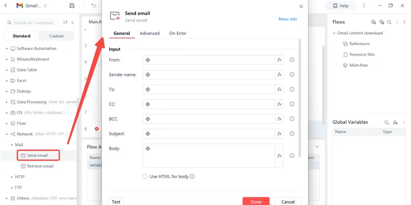Send email with Automa AI automation