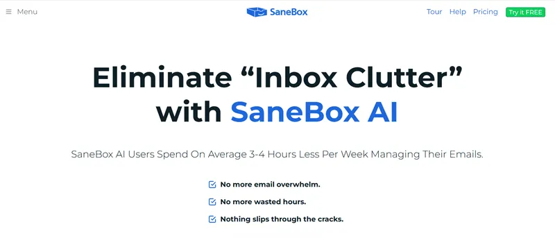 SaneBox AI email assistant