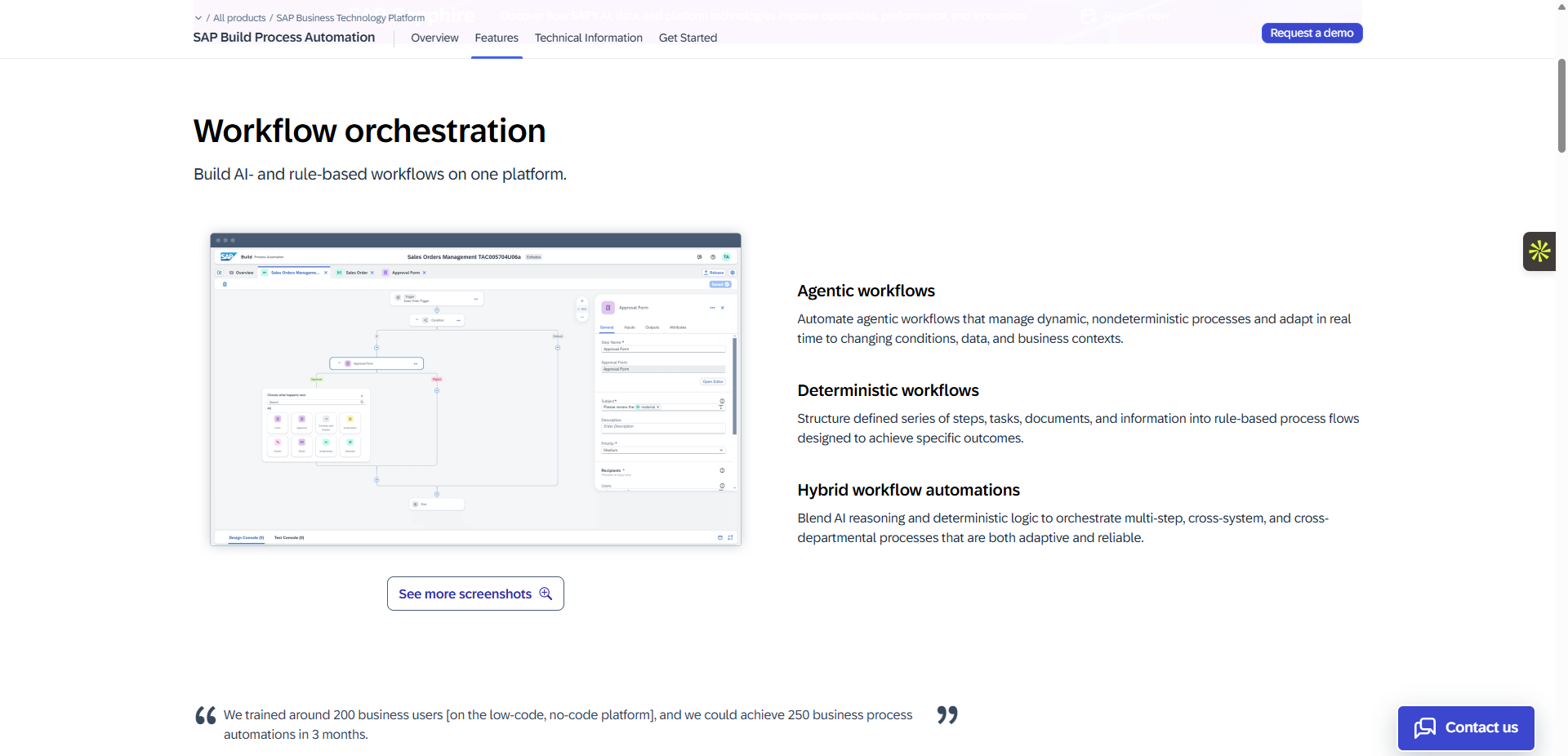 SAP Build Process Automation showing workflow orchestration as a robust Blue Prism alternative for ERP users.