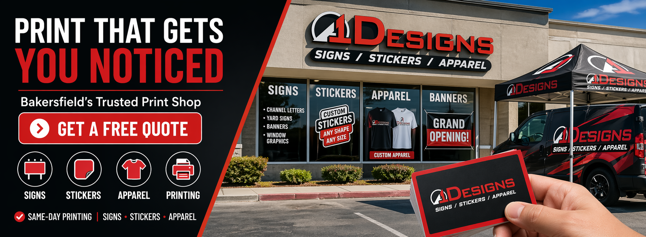 Bakersfield Printing Services | Custom Signs, Stickers & Apparel | A1 Designs