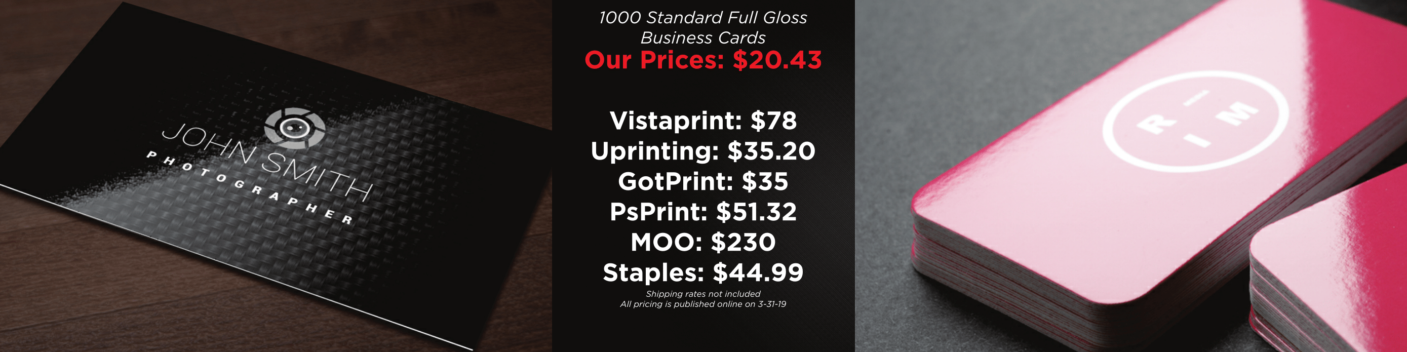 Business Card Price Comparisons