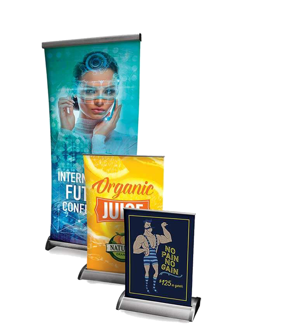 Tabletop Retractable Banner Stand With 11" X 17" 10mil Premium Vinyl