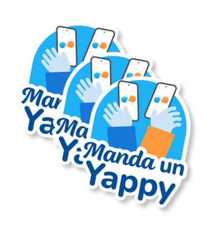 Prueba - 3 Stickers "Manda un Yappy" con mano y celular