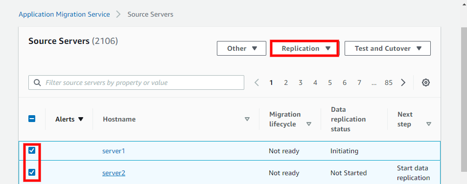 Template vs individual server settings - Application Migration Service