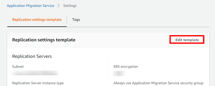 Template vs individual server settings - Application Migration Service