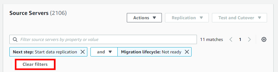 Filtering - Application Migration Service