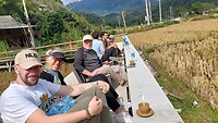 koffiestop in de rijstvelden