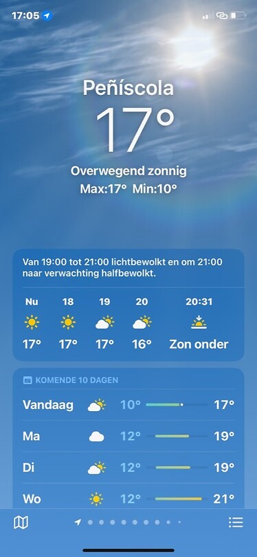 het weer in PENISCOLA