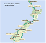 Route Nieuw-Zeeland (Christchurch - Auckland)