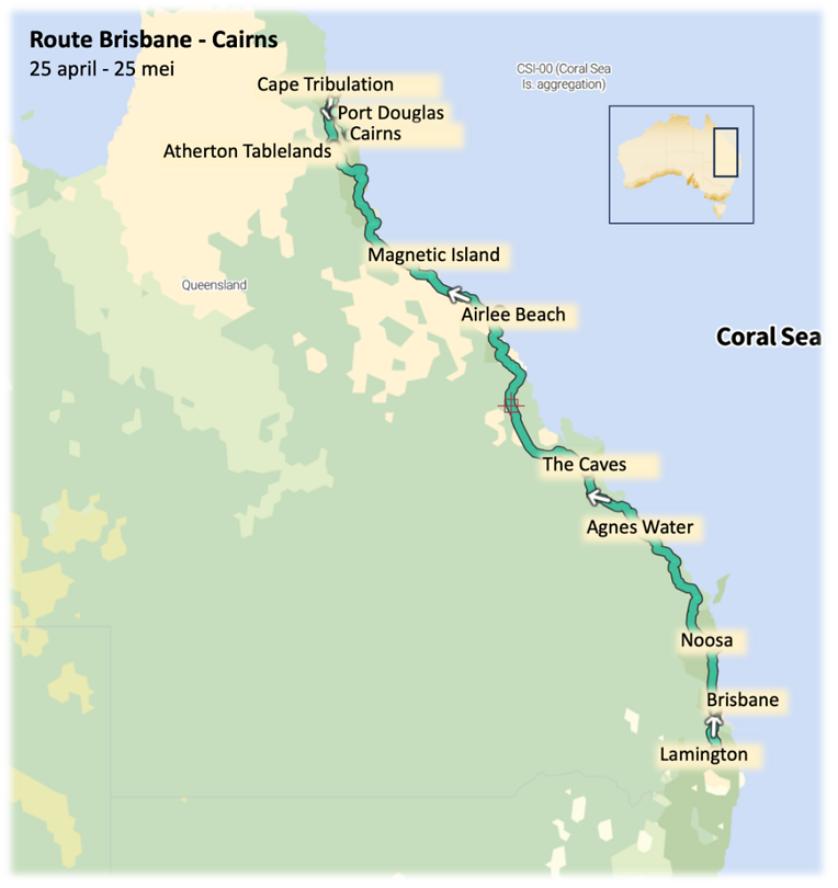 Route Brisbane - Cairns