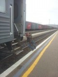 De trein naar Mongolië toe duwen