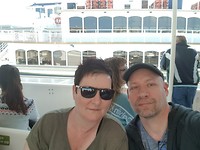 Selfie op de boot naar Alcatraz