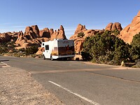 Onze kampeerplek in Arches national park