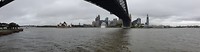 Crossing under the bridge.