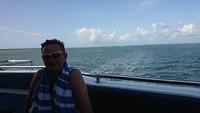 Achterop de boot