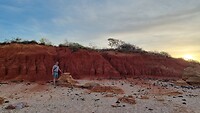 Rode rotswand Gantheaume beach