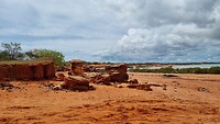Roodgekleurde rotsen Simpson Beach