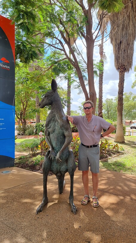 Levensgrote kangoeroe met z'n vriend in Tom Price