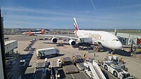 De A380-800 op Schiphol
