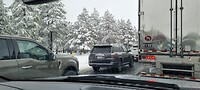 In de file door de sneeuw