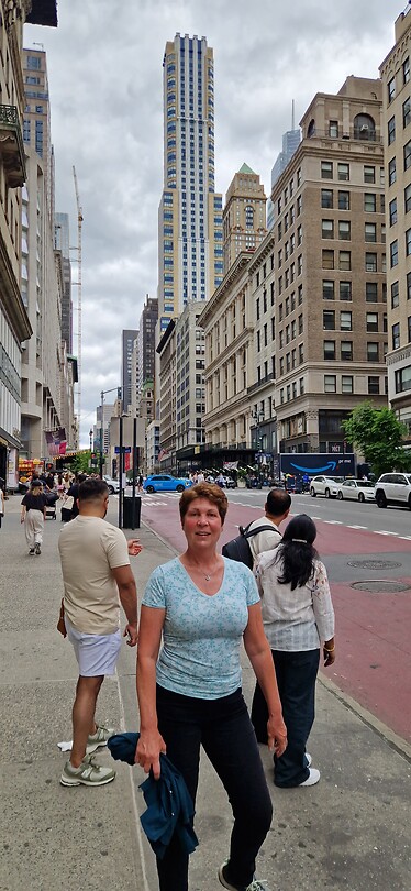Bij de bushalte in Manhattan