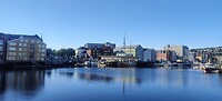 Nog een laatste blik over Trondheim vanaf de parkeerplaats bij het hotel
