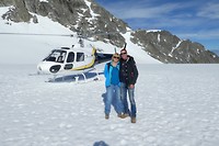 Op de sneeuwvlakte van de Fox Glacier