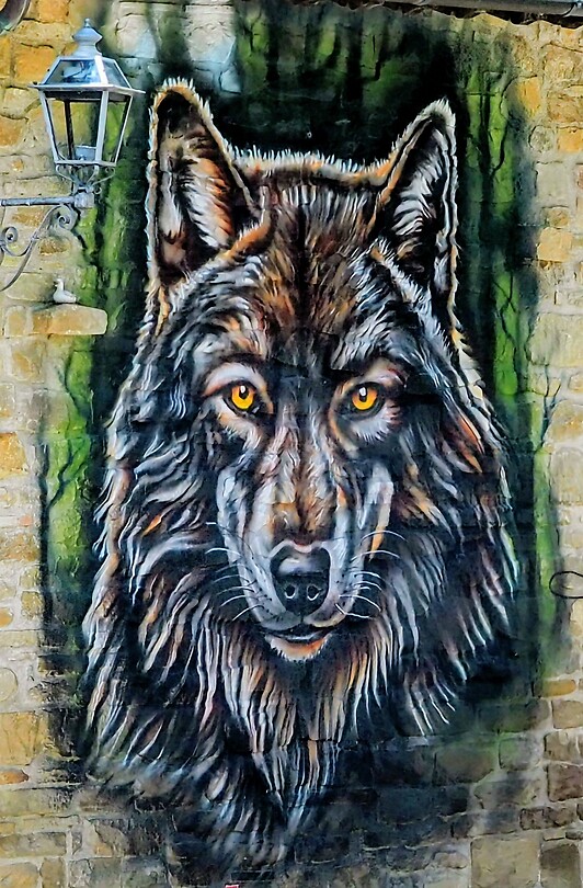 Wolf muurschildering